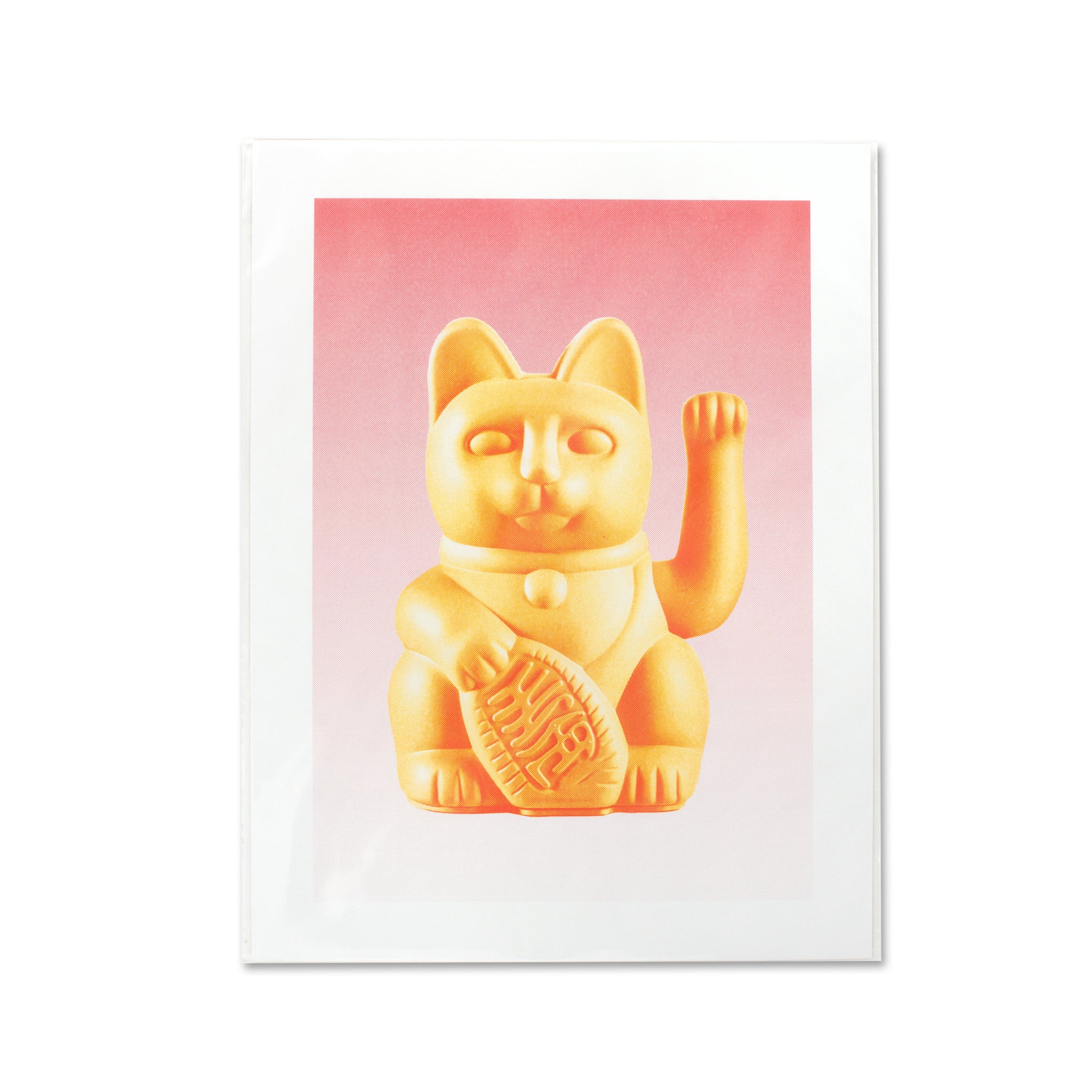 Risographie Artprint Lucky Cat Peach