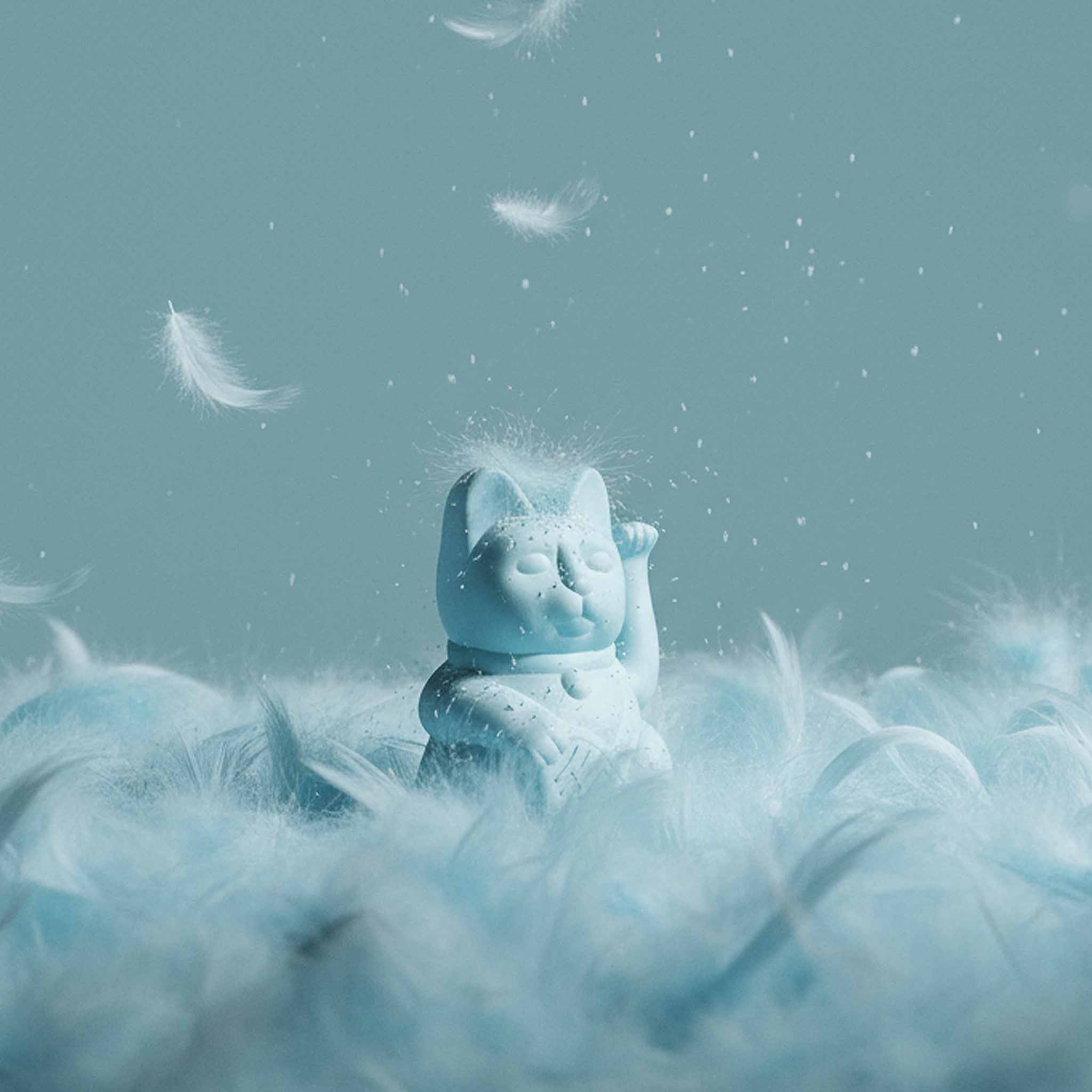 Winkekatze Mini Light Blue "Emi"