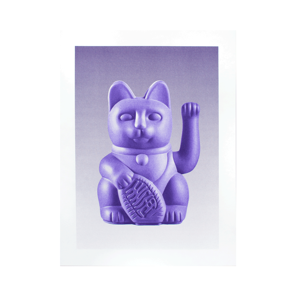 Risographie Artprint Lucky Cat Lilac