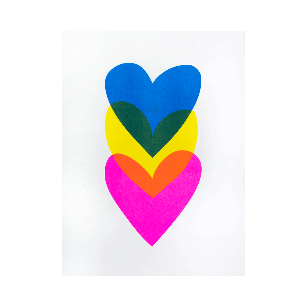 Risographie Artprint Three of Hearts