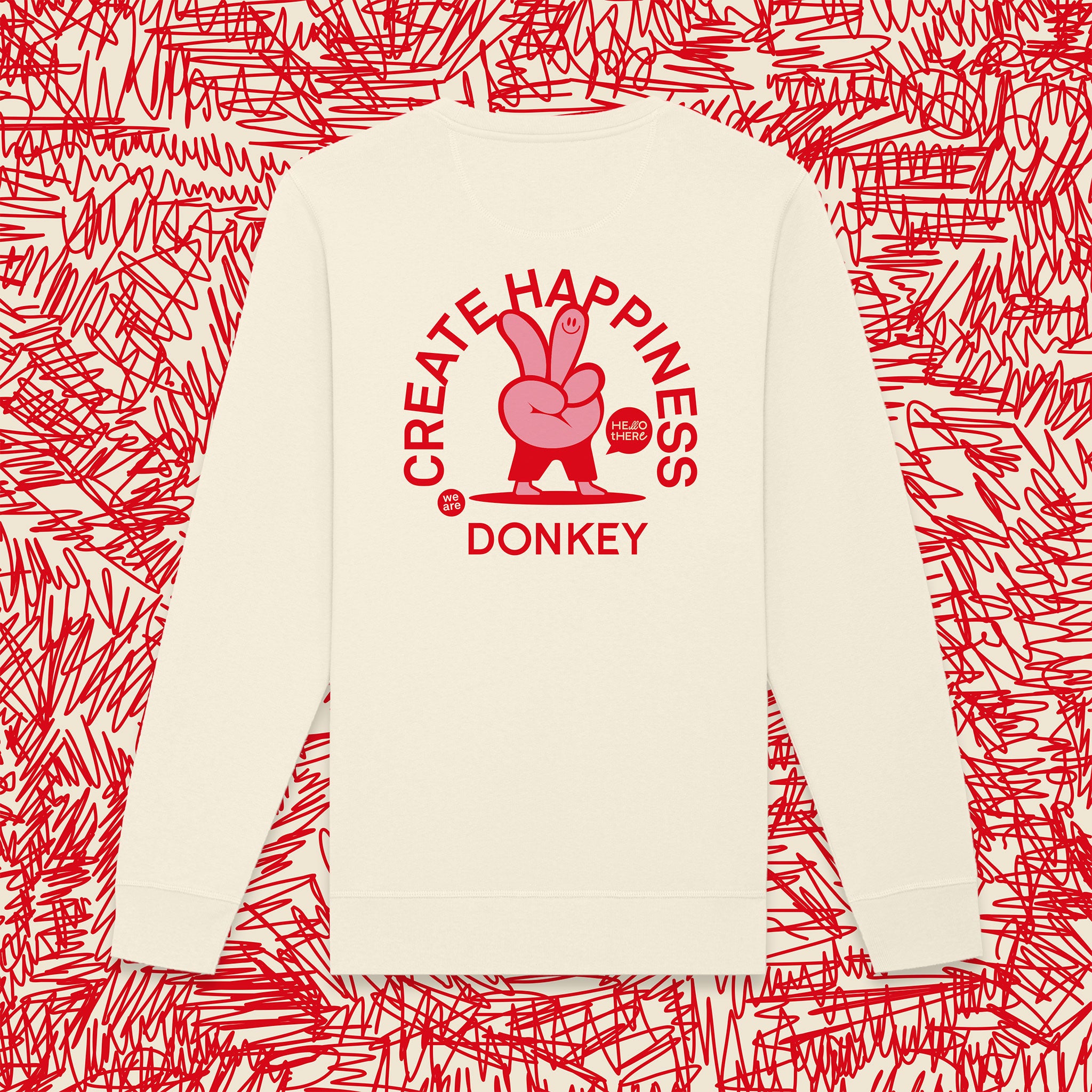 Rückansicht Sweatshirt "Happiness" aus der Donkey Textiles Collection