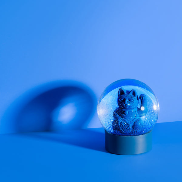 Maneki Neko Lucky Globe Winkekatze Blue