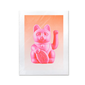 Risographie Artprint | Lucky Cat Pink